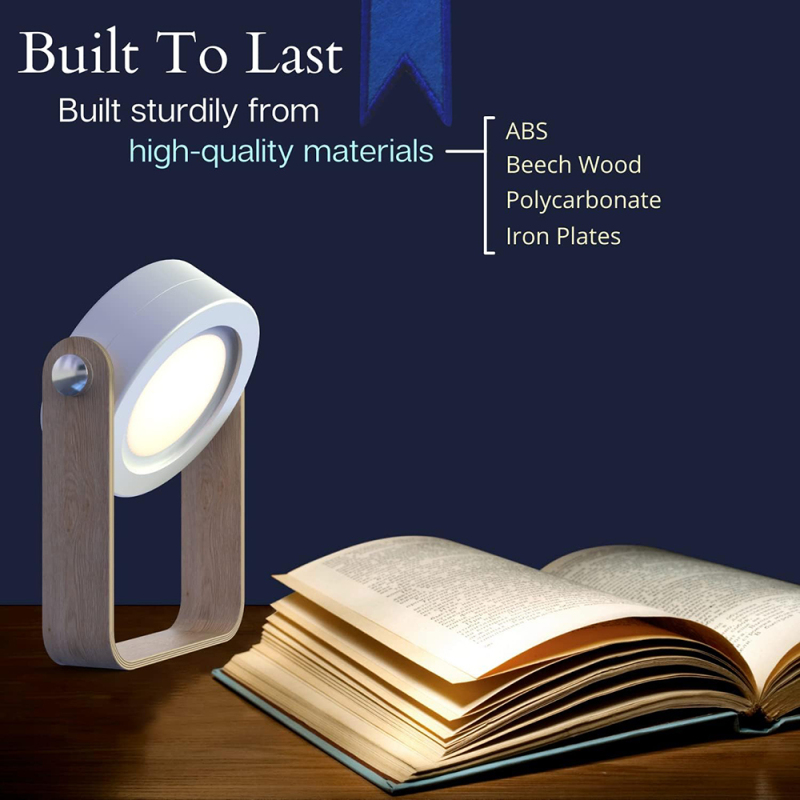 4-in-1 Foldable Table Lamp Rechargeable Portable LED Lantern Lamp Dimmable Multifunctional Night Light, Wooden Handle Portable Lantern Light and Flashlight