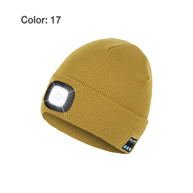 Bluetooth Beanie with Light, Unisex USB Rechargeable LED Headlamp Hat with Headphones, Built-in Speakers & Mic Winter Knitted Night Lighted Music Beanie, Gifts for Men Women Teen