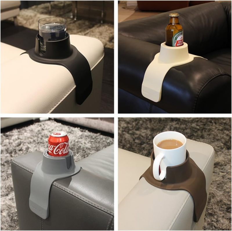 CouchCoaster - The Original and Patented Armrest Couch Cup Holder – A Weighted, Silicone, Anti Slip Coaster Stops Spills On Your Sofa, Arm Chair Or Recliner and Keeps Drinks Within Reach, Steel Grey