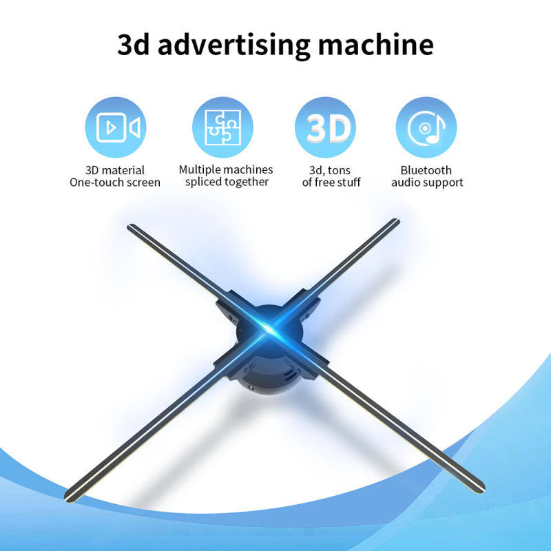 3D Hologram Fan Display, 23.6 inch 3D Holographic Projector Advertising Display with Remote and Bluetooth and Splicing