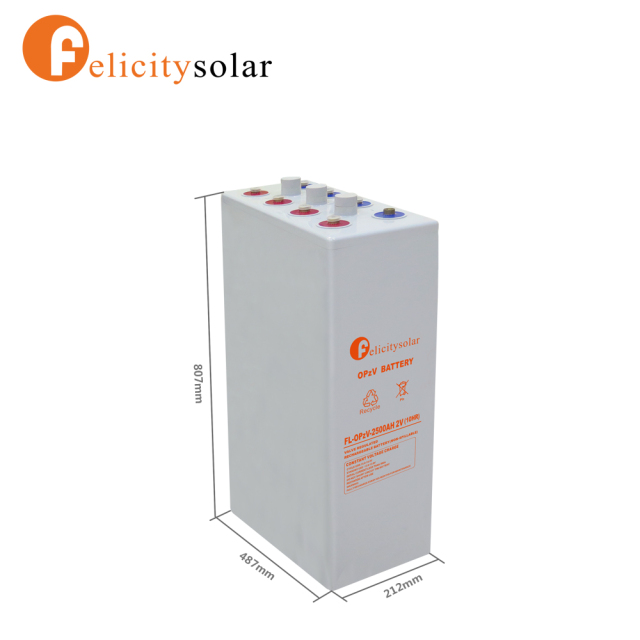 OPZV 2500Ah 2V Solar Battery With Immobilized Gel And Tubular Plate Technology