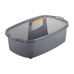 Casabella Plastic Multipurpose Cleaning Storage Caddy with Handle, 1.85 Gallon, Gray and Orange