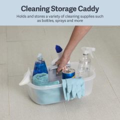 Casabella Plastic Multipurpose Cleaning Storage Caddy with Handle, 1.85 Gallon, Gray and Orange