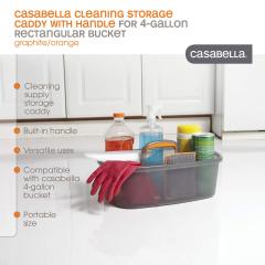 Casabella Plastic Multipurpose Cleaning Storage Caddy with Handle, 1.85 Gallon, Gray and Orange