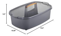 Casabella Plastic Multipurpose Cleaning Storage Caddy with Handle, 1.85 Gallon, Gray and Orange