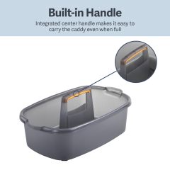 Casabella Plastic Multipurpose Cleaning Storage Caddy with Handle, 1.85 Gallon, Gray and Orange