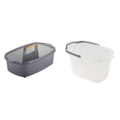 Casabella Plastic Multipurpose Cleaning Storage Caddy with Handle, 1.85 Gallon, Gray and Orange