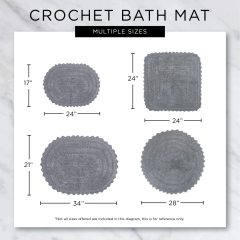 改DII Crochet Collection Reversible Bath Mat, Round, 27.5" Diameter, White
