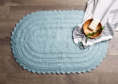 改DII Crochet Collection Reversible Bath Mat, Round, 27.5" Diameter, White