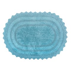 改DII Crochet Collection Reversible Bath Mat, Round, 27.5" Diameter, White
