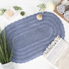 改DII Crochet Collection Reversible Bath Mat, Round, 27.5" Diameter, White