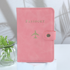 Arrow Style Travel RFID Multi-functional Concealed Button Leather Passport Bag Customized Cross-border PU Document Storage Function Small Bag