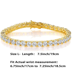 1pc 14K Gold Plated 3mm Cubic Zirconia Classic Tennis Bracelet | Gold Bracelets for Women | Size 6.5-7.5 Inch, Prefect gift for Birthday/ Christmas/ New Year's Eve/ Anniversary/ Mother's day