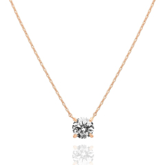"1pc Gold Plated Crystal Solitaire 1.5 Carat (7.3mm) Cubic Zirconia Dainty Choker Necklace Gold Necklaces for Women, Prefect gift for Birthday/ Christmas/ New Year's Eve/ Anniversary/ Mother's day "