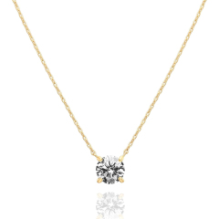 "1pc Gold Plated Crystal Solitaire 1.5 Carat (7.3mm) Cubic Zirconia Dainty Choker Necklace Gold Necklaces for Women, Prefect gift for Birthday/ Christmas/ New Year's Eve/ Anniversary/ Mother's day "