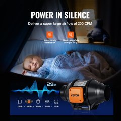 4 Inch Inline Duct Fan HVAC Exhaust Blower Kit AC Variable Speed Control