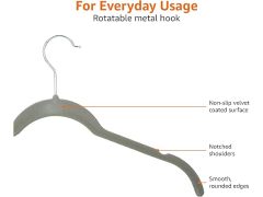Amazon Basics Space Saving Slim Velvet Non-Slip Clothes Hangers, Sturdy, Gray/Silver, 100-Pack