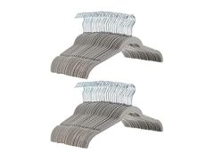 Amazon Basics Space Saving Slim Velvet Non-Slip Clothes Hangers, Sturdy, Gray/Silver, 100-Pack