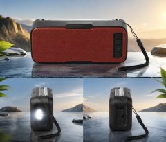 Solar Bluetooth Speaker with Flashlight and USB Charging