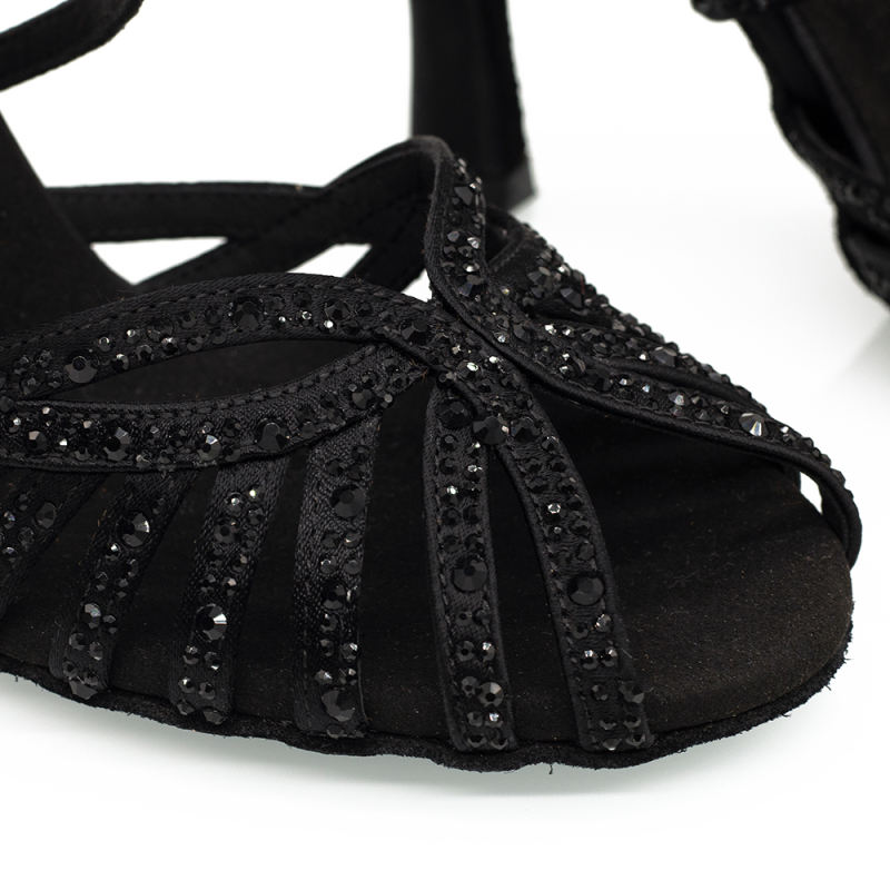 【Crush】9 Strap Crystal 8.5cm Flare Heel Sandals