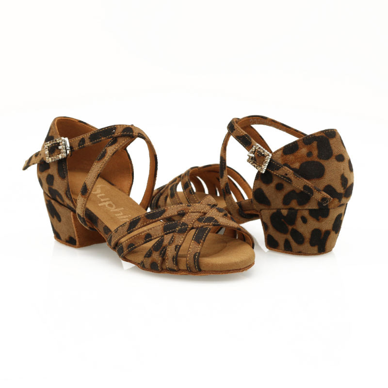 【Leopard Collection】Kids Series Cuban Heel Dance Shoes
