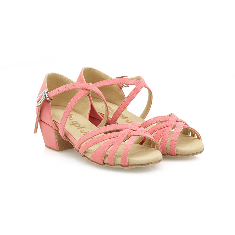 【True Color】Kids Series Nude Pink Cuban Heel Dance Shoes