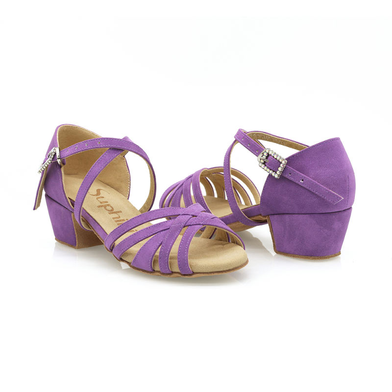 【True Color】Kids Series Violet Purple Cuban Heel Dance Shoes