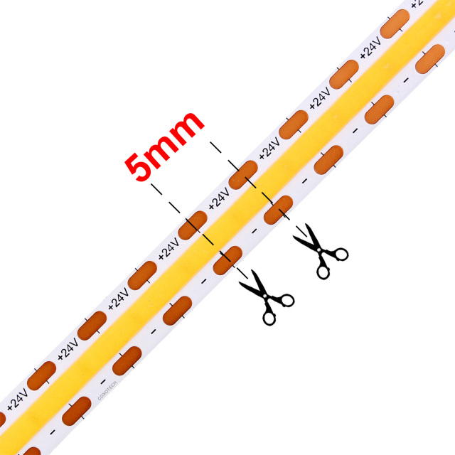 5mm cuttable 12V COB 600leds/m