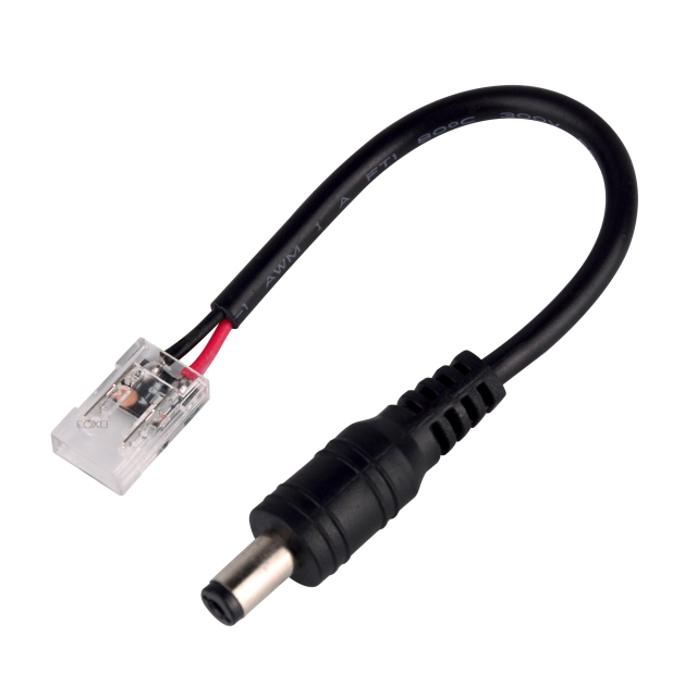 6/8/10mm width D2P-M black wire + male DC connector Transparent Connector