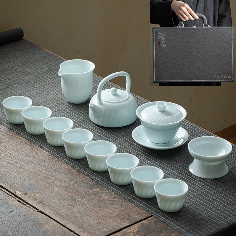 Covered bowl and handle teapot ceramic tea set