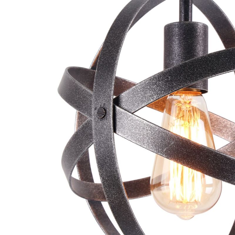 Spherical Displays Changeable Industrial Pendant Light, Edison Vintage Industrial Black Finish Hanging Light, P0013