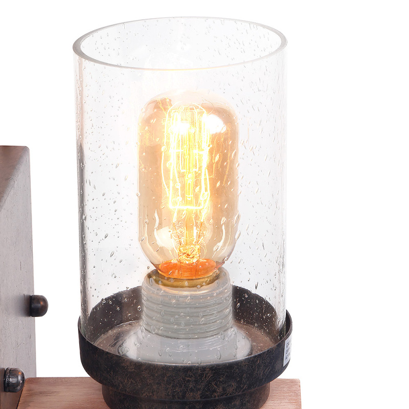 Anmytek Wall Lamp Wooden Wall Light Wall Sconce Fixture with Bubble Glass Shade (One Light)-W0018