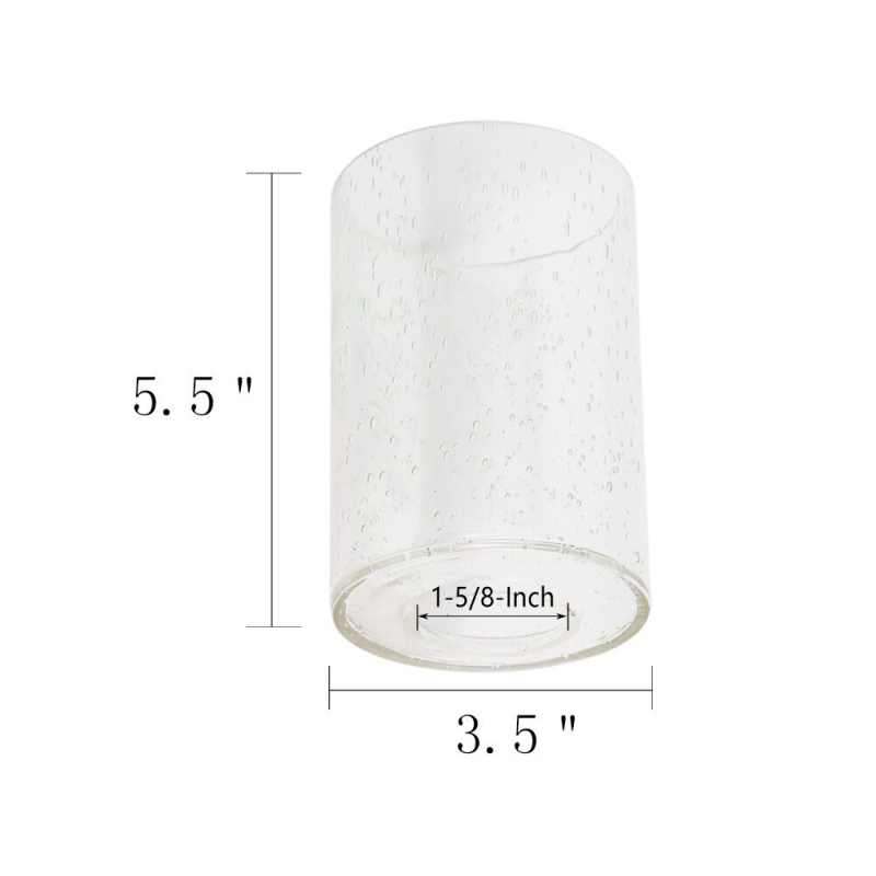 Cylinder with Bottom Clear Bubble Glass Lamp Shade