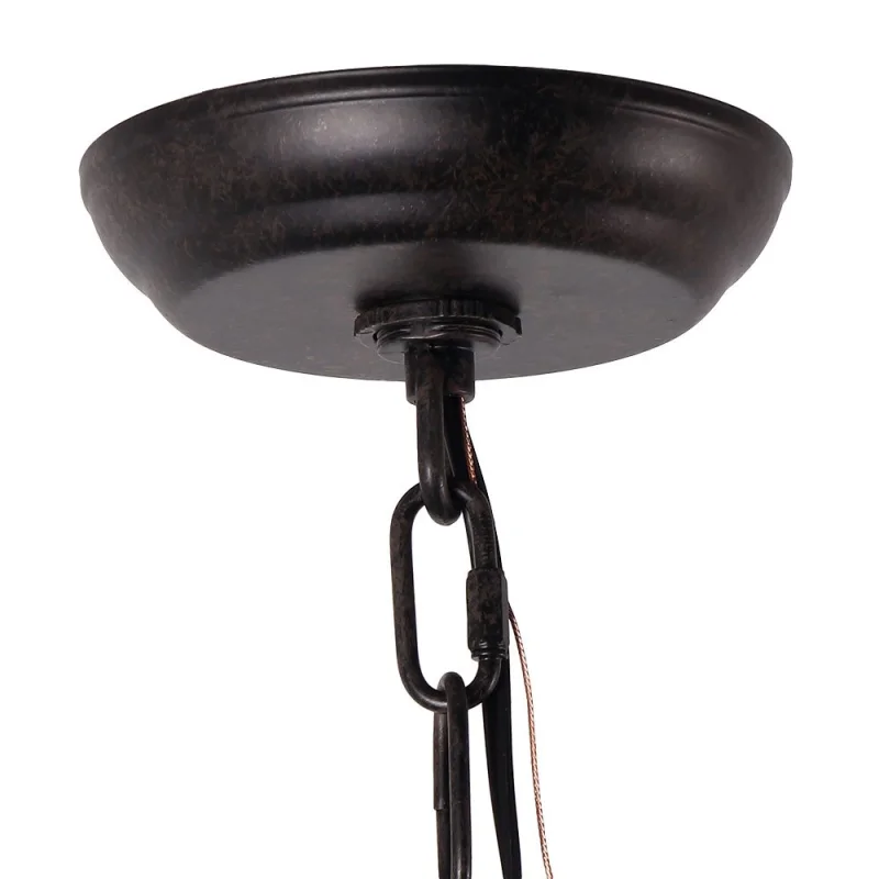 Anmytek C0019 Round Wooden Chandelier Metal Pendant Five Decorative Lighting Fixture Antique Ceiling Lamp