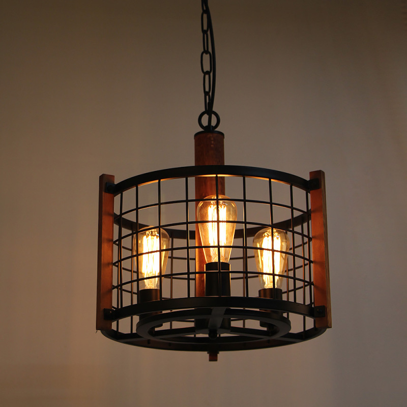 Adjustable Industrial Drum Chandelier Antique Farmhouse Ceiling Lighting Fixture 3 Lights(C0040)