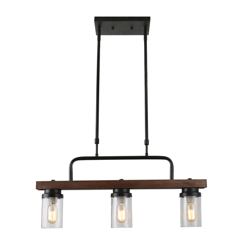 Kitchen Island Pendant Lighting with Bubble Glass Shade Industrial Rustic Chandelier Retro Ceiling Ligh Fixture 3-Lights (C0038)