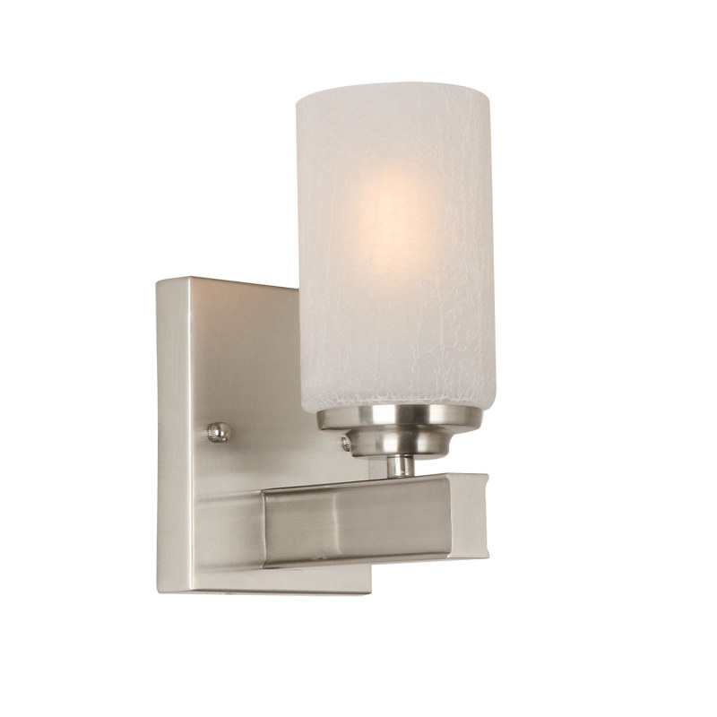 Wall Sconce with Frosted Crackle Finish Glass Shade,Industrial Wall Light Fixture with Brushed Nickel W0074