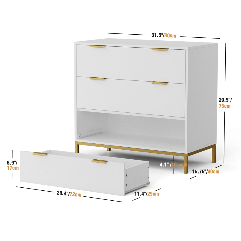 Anmytek Dresser for Bedroom, 3 Drawer Dresser with Spacious Storage Modern Wood Chest of Drawers for Bedroom Living Room Hallway