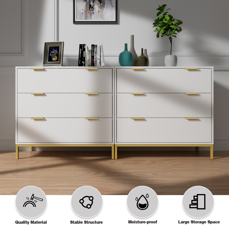 Anmytek Dresser for Bedroom, 3 Drawer Dresser with Spacious Storage Modern Wood Chest of Drawers for Bedroom Living Room Hallway