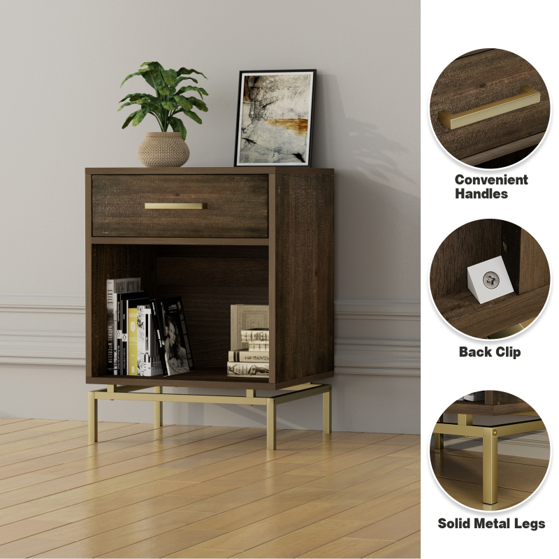 Anmytek Mid Century Modern Nightstand Bedside Table with Drawer