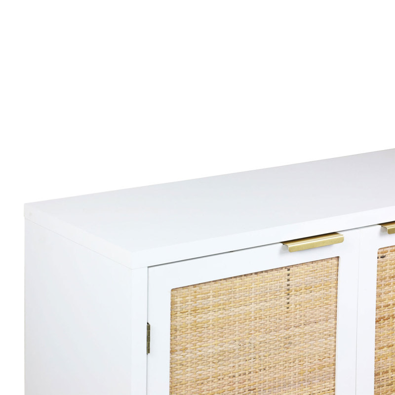 Anmytek Storage Cabinet with 2 Rattan Doors Wood Sideboard Furniture