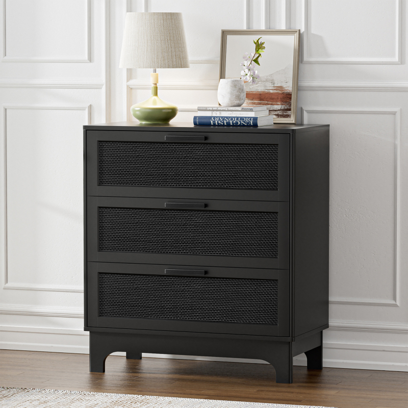 Wood Nightstand with 2 Drawers 24''H Bedside Table