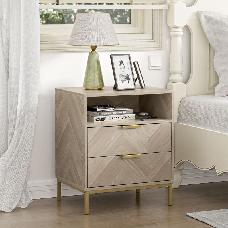 Nightstand for Bedroom, 2 Drawer Nightstand Square Bedside Table End Table with Storage for Bedroom, Nursery, Living Room