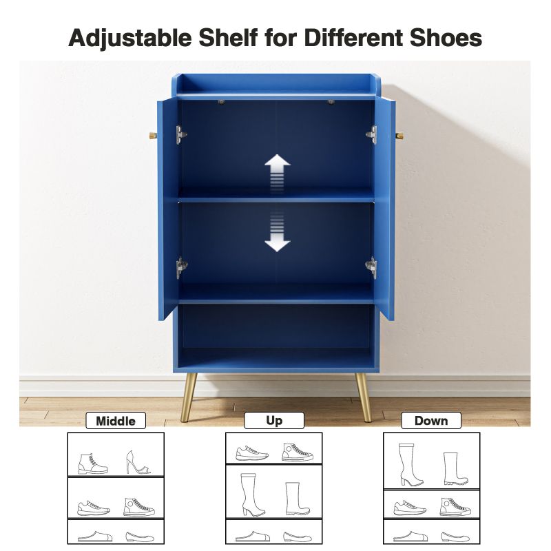 Anmytek Shoe Storage Cabinet, Shoes Cabinet for Entryway with Adjustable Shelf, Wooden Closet Shoe Organizer, Free Standing Shoes Racks for Entrance Hallway Living Room