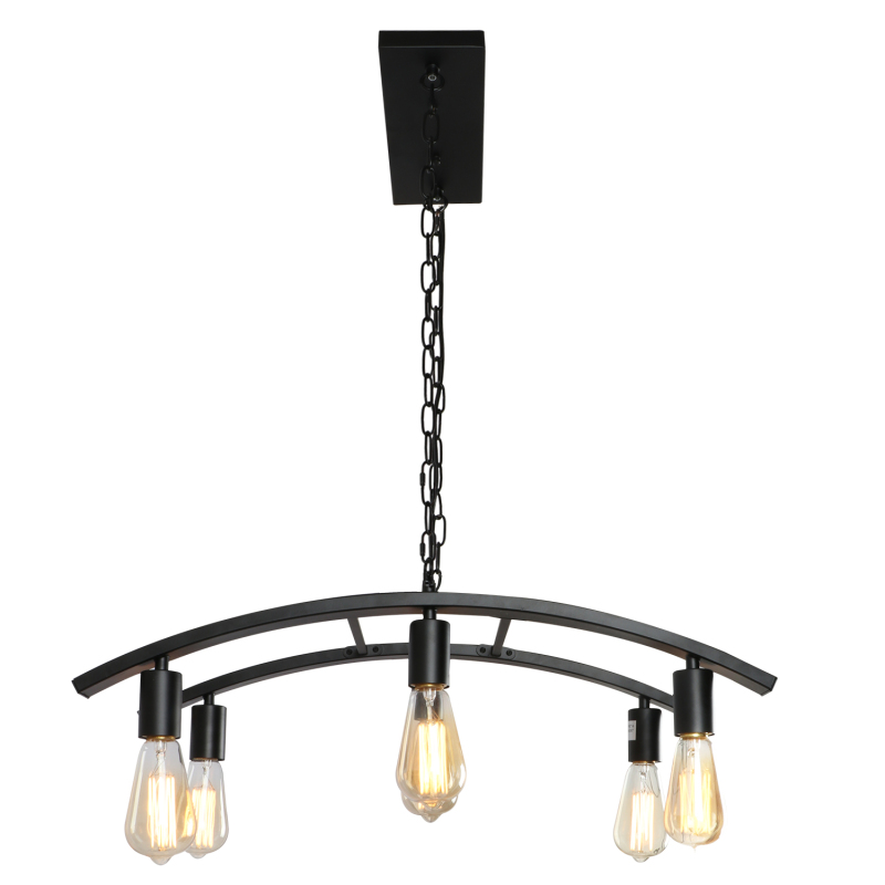 Anmytek Modern Industrial Linear Pendant Lighting Fixture, 6-Light Farmhouse Matte Black Hanging Lamp for Kitchen Island Diding Room