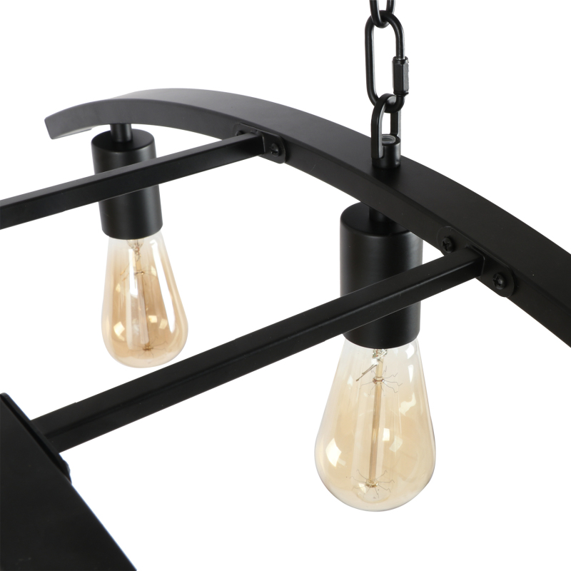 Anmytek Modern Industrial Linear Pendant Lighting Fixture, 6-Light Farmhouse Matte Black Hanging Lamp for Kitchen Island Diding Room