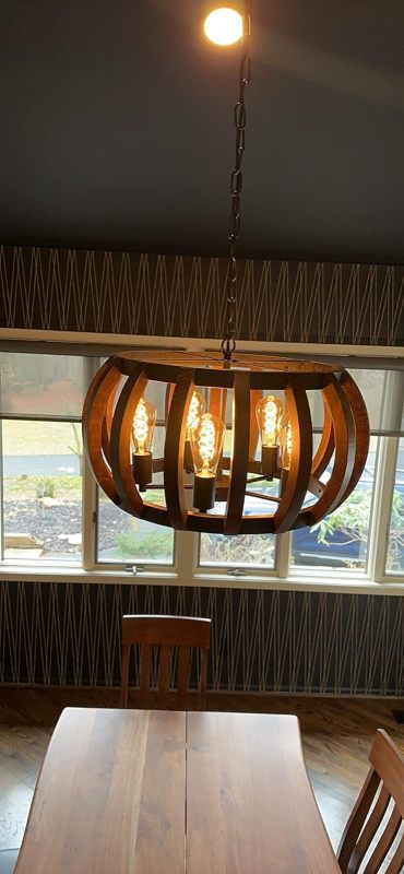 Anmytek Wooden Frame Adjustable Chandelier Hanging Lighting kitchen Ceiling Lamp