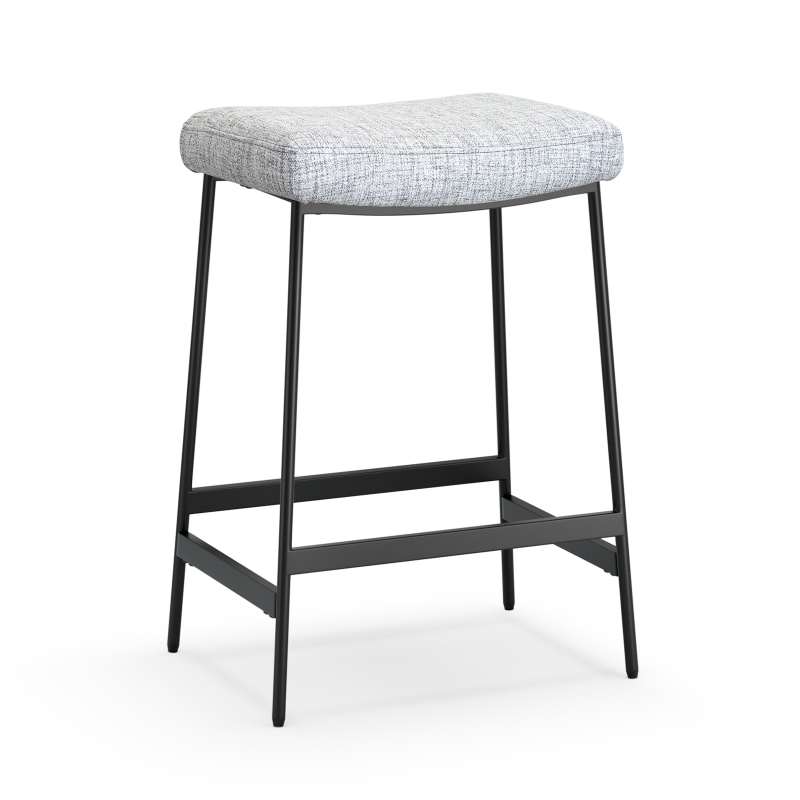 Anmytek 27" Backless Barstools Set of 2, Counter Height Bar Stools for Kitchen Modern Upholstered Saddle Seat with Thick Cushion and Footrest, Grey