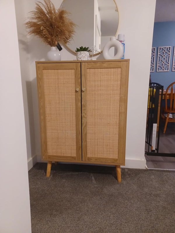 Anmytek Rattan Cabinet, 44" H Sideboard Storage Cabinet