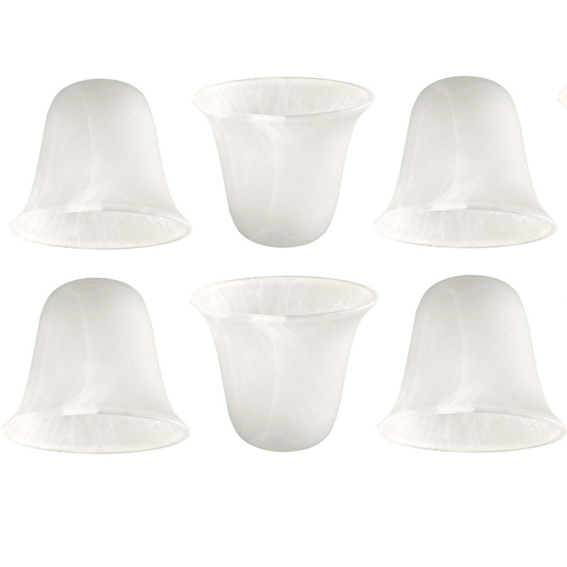 Anmytek Bell Shaped Glass Shade, Alabaster Glass Shades Replacement for ceiling fan light wall light and pendant, Lipless with 1-5/8-inch Fitter Opening, 3 Pack